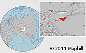 Gray Location Map of Akqi, hill shading
