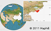 Satellite Location Map of Akqi, highlighted country