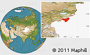 Satellite Location Map of Akqi, highlighted parent region