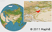 Satellite Location Map of Akqi