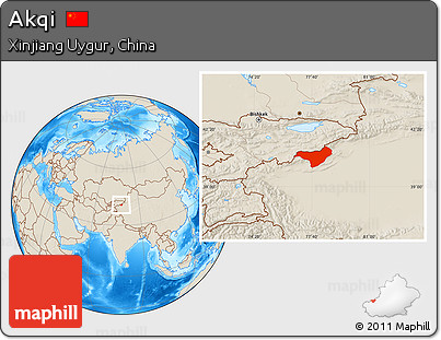 Shaded Relief Location Map of Akqi