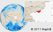 Shaded Relief Location Map of Akqi, highlighted parent region