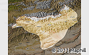 Satellite Map of Akqi, darken