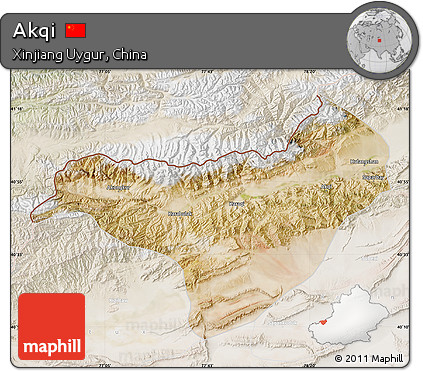 Satellite Map of Akqi, lighten