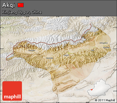 Satellite Map of Akqi, lighten