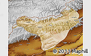 Satellite Map of Akqi, physical outside