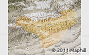 Satellite Map of Akqi, semi-desaturated