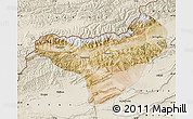 Satellite Map of Akqi, shaded relief outside