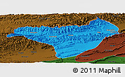 Political Panoramic Map of Akqi, darken