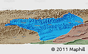 Political Panoramic Map of Akqi, semi-desaturated