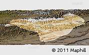 Satellite Panoramic Map of Akqi, darken