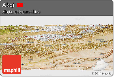 Satellite Panoramic Map of Akqi