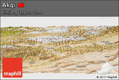 Satellite Panoramic Map of Akqi