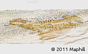 Satellite Panoramic Map of Akqi, lighten