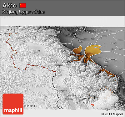Physical 3D Map of Akto, desaturated