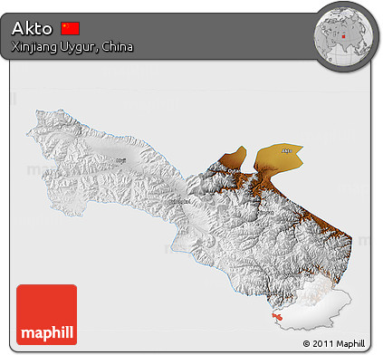 Physical 3D Map of Akto, single color outside