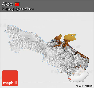 Physical 3D Map of Akto, single color outside