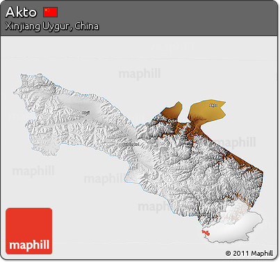 Physical 3D Map of Akto, single color outside