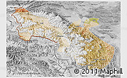 Satellite 3D Map of Akto, desaturated