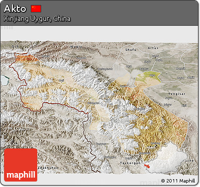 Satellite 3D Map of Akto, semi-desaturated