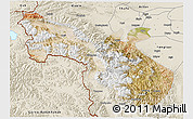 Satellite 3D Map of Akto, shaded relief outside