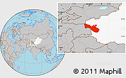 Gray Location Map of Akto, highlighted parent region