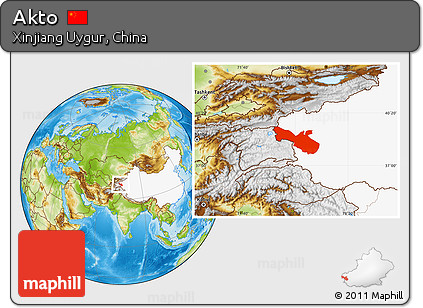Physical Location Map of Akto, highlighted country