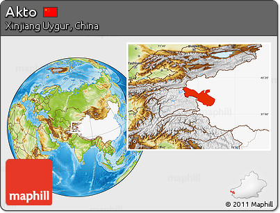 Physical Location Map of Akto, highlighted country