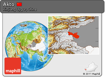 Physical Location Map of Akto, highlighted country, highlighted parent region