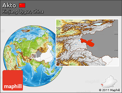 Physical Location Map of Akto, highlighted country, highlighted parent region
