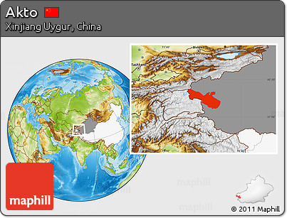 Physical Location Map of Akto, highlighted country, highlighted parent region