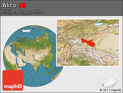 Satellite Location Map of Akto