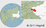 Savanna Style Location Map of Akto, highlighted country, hill shading