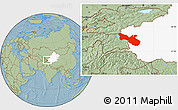 Savanna Style Location Map of Akto, highlighted parent region, hill shading