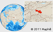 Shaded Relief Location Map of Akto