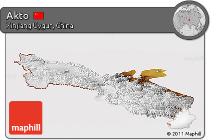 Physical Panoramic Map of Akto, cropped outside