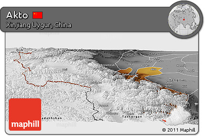 Physical Panoramic Map of Akto, desaturated