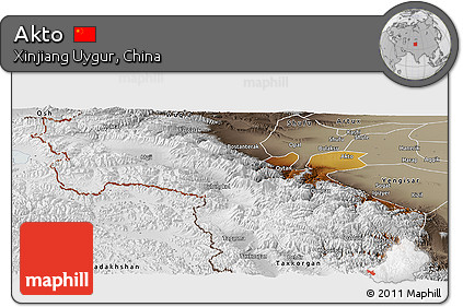 Physical Panoramic Map of Akto, semi-desaturated