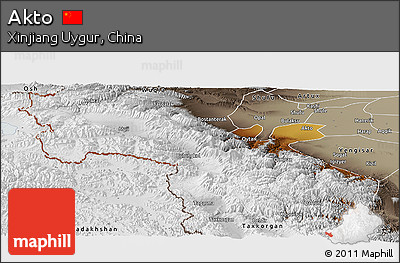 Physical Panoramic Map of Akto, semi-desaturated