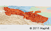 Political Panoramic Map of Akto, lighten