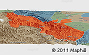Political Panoramic Map of Akto, semi-desaturated