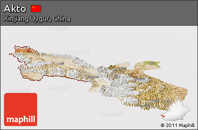 Satellite Panoramic Map of Akto, cropped outside