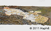 Satellite Panoramic Map of Akto, darken