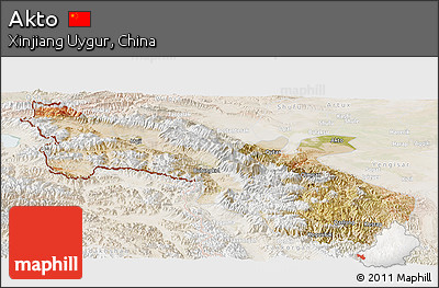 Satellite Panoramic Map of Akto, lighten