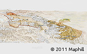 Satellite Panoramic Map of Akto, lighten