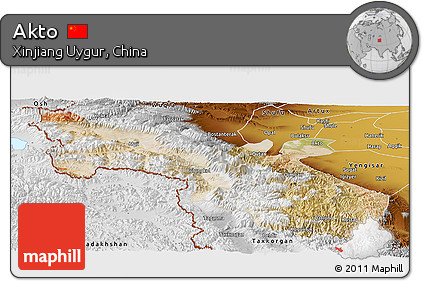 Satellite Panoramic Map of Akto, physical outside