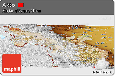 Satellite Panoramic Map of Akto, physical outside
