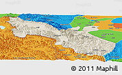 Shaded Relief Panoramic Map of Akto, political outside