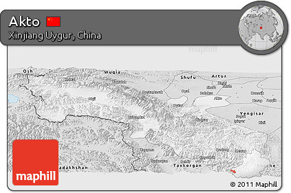 Silver Style Panoramic Map of Akto