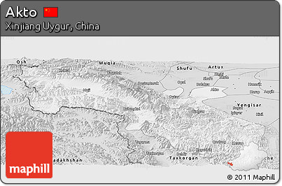 Silver Style Panoramic Map of Akto